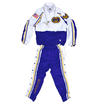 1/1 Gucci Inspired 90's Bootleg Chain Stitched Crinkle Nylon Track Suit