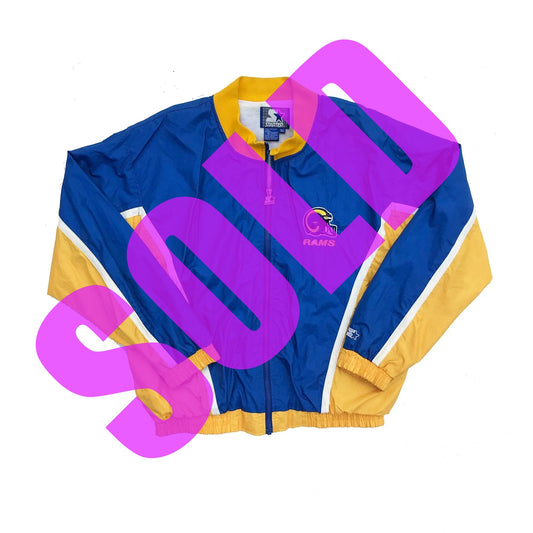LA Rams Starter 90s Nylon Windbreaker / Warm-up Jacket Size XL