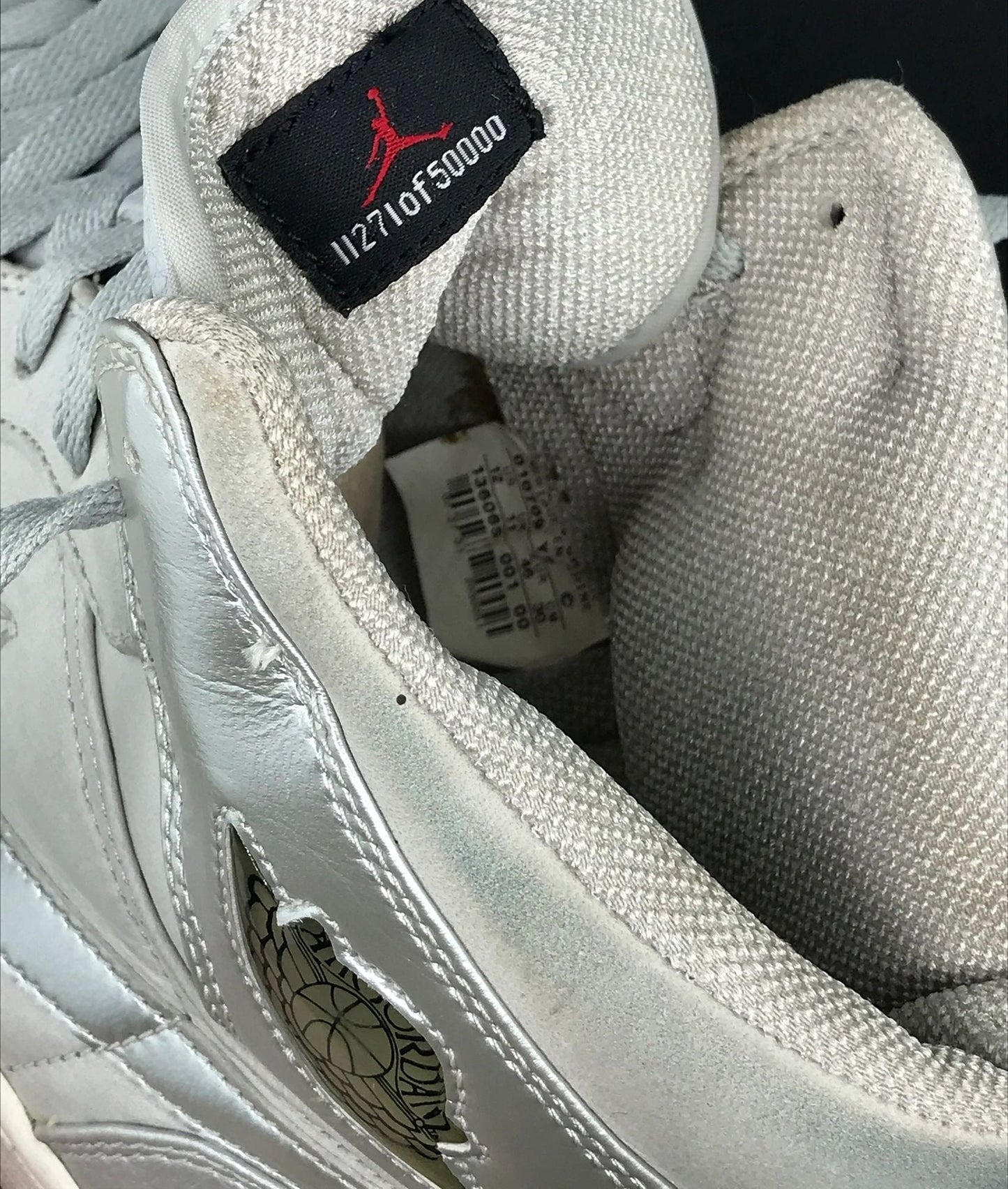 Nike Air Jordan 1 Retro + 2001 Silver 1 of 50K Size 12