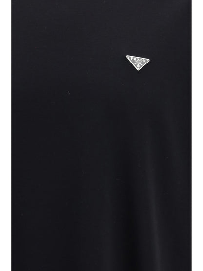 Prada Triangle Logo Cotton T-Shirt — Black