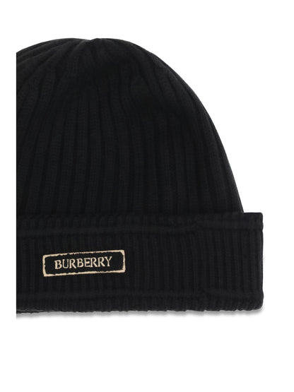 Burberry 8103340 Ribbed Merino Wool Beanie — Black