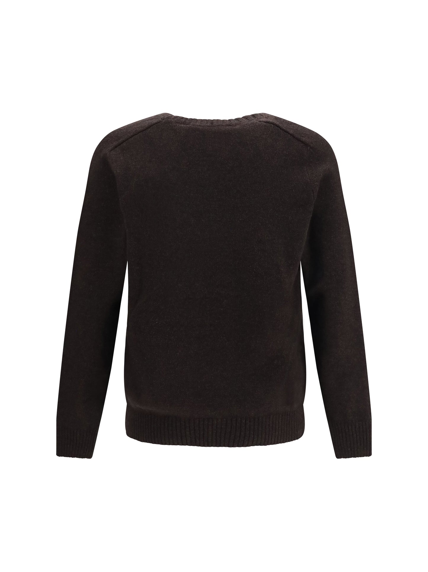 Brooksfield Fleece Wool Crewneck Sweater — Brown