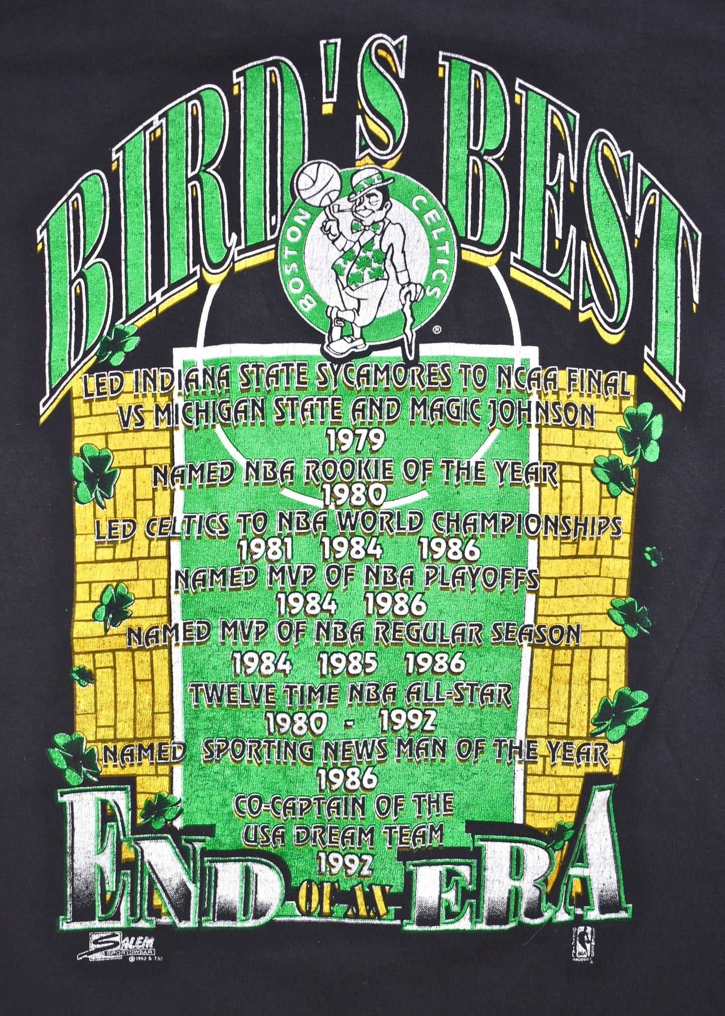 Boston Celtics Larry Bird 1992 Salem Double Sided T-Shirt