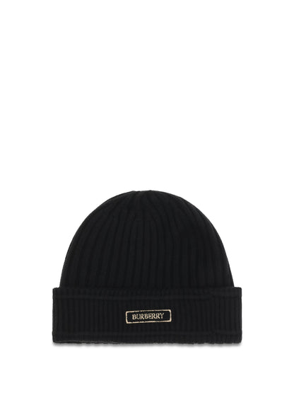Burberry 8103340 Ribbed Merino Wool Beanie — Black