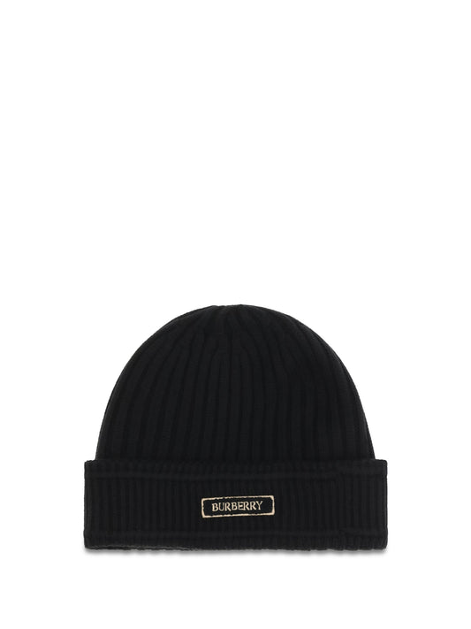 Burberry 8103340 Ribbed Merino Wool Beanie — Black