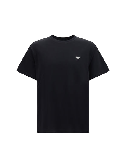 Prada Triangle Logo Cotton T-Shirt — Black