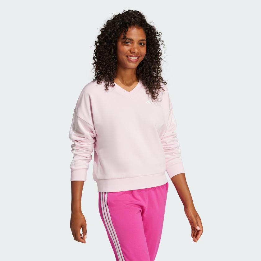 Women's adidas Essentials 3-Stripes French Terry V-neck Sweatshirt