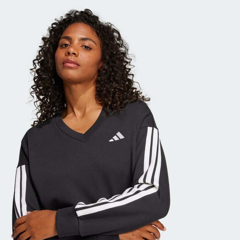 Women's adidas Essentials 3-Stripes French Terry V-neck Sweatshirt