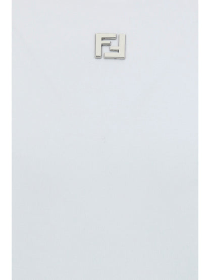 Fendi Logo-Embroidered Cotton T-Shirt — White