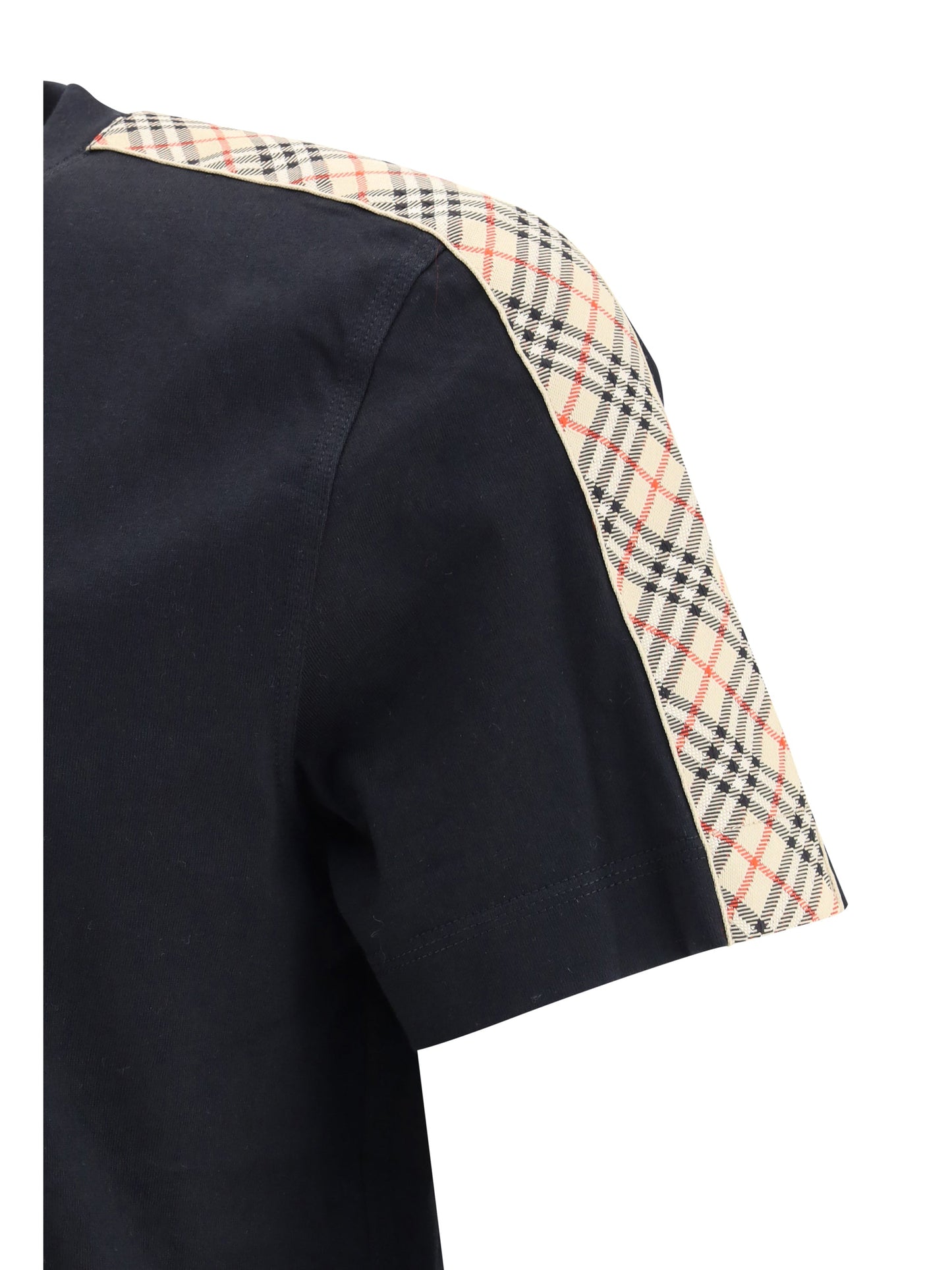 Burberry Archivio Check-Striped T-Shirt — Black