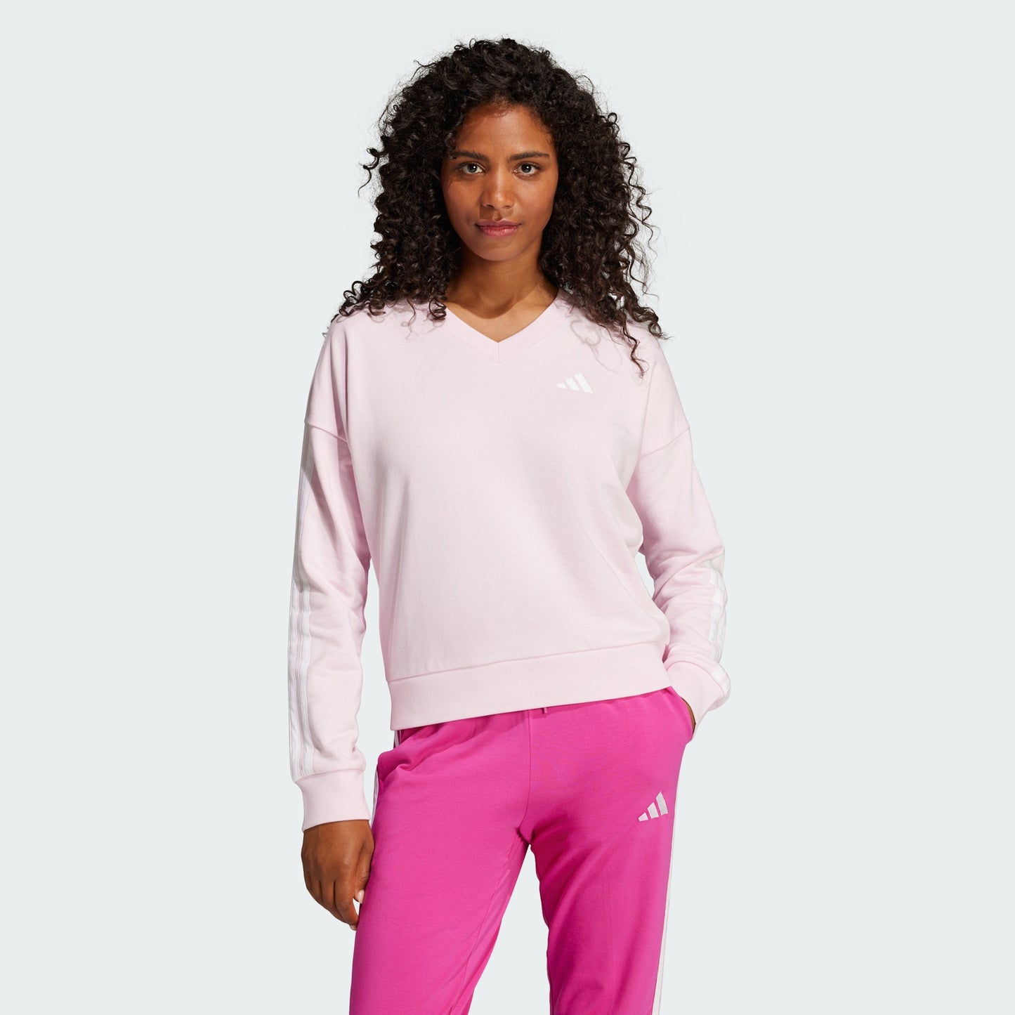 Women's adidas Essentials 3-Stripes French Terry V-neck Sweatshirt