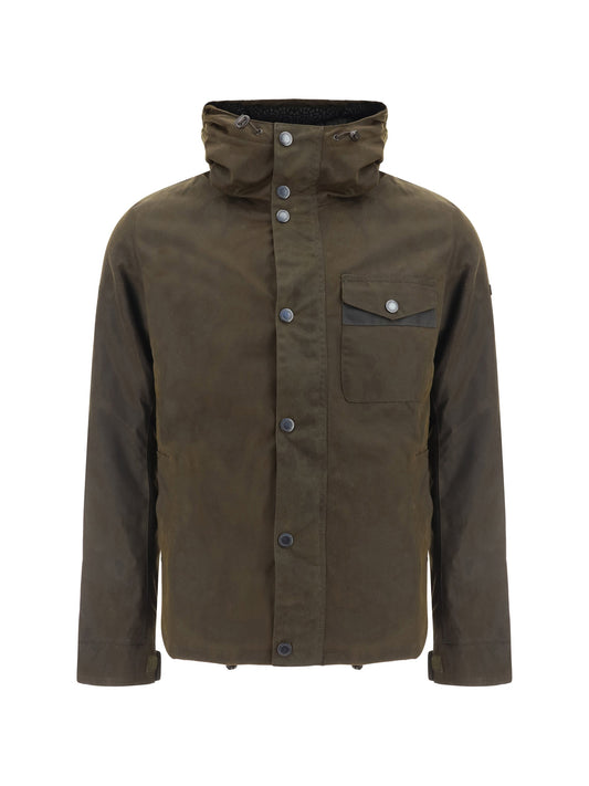 Barbour Hooded Cotton Jacket — Olive