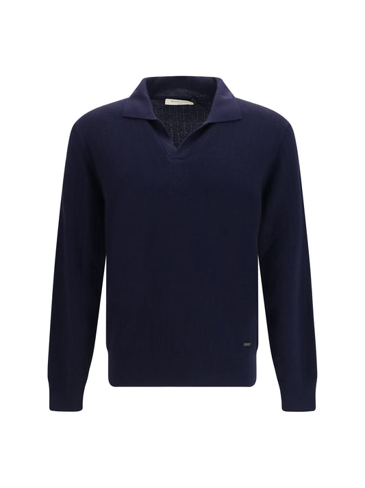 Brooksfield Virgin Wool Shawl Collar Cardigan — Navy