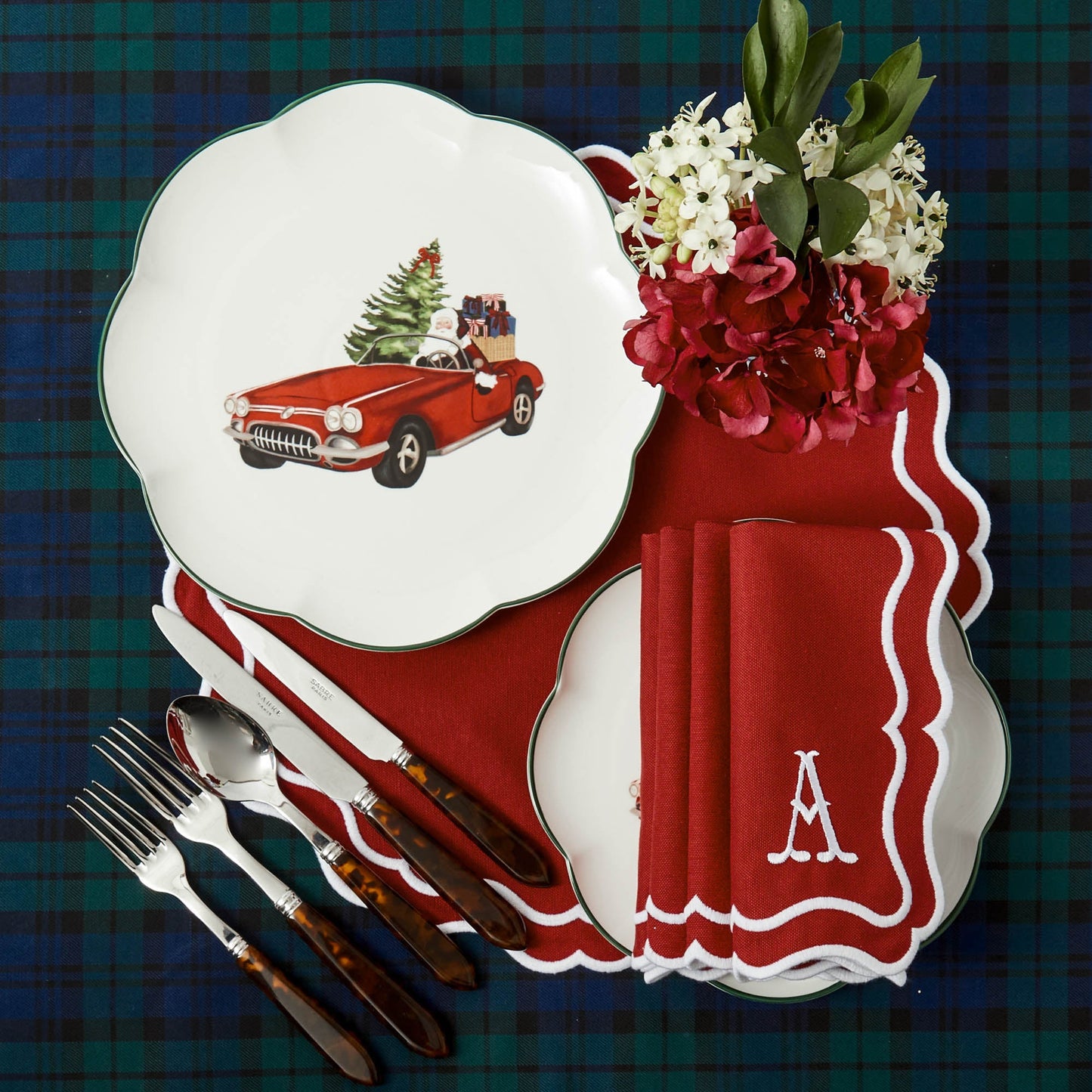Berry Red Katherine Placemats & Napkins (Set of 4)
