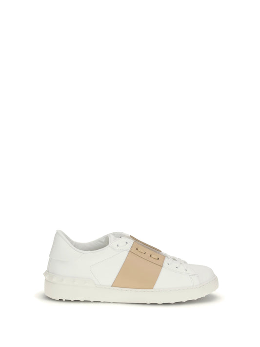 Valentino Garavani Calf Leather Colorblock Sneaker — White