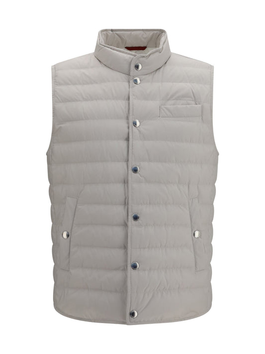 Brunello Cucinelli Padded Quilted Gilet — Gray
