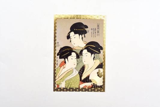 Cozyca - Kitagawa Utamaro - Foil-stamped Postcard - Three Beauties of the Time