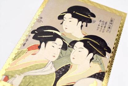Cozyca - Kitagawa Utamaro - Foil-stamped Postcard - Three Beauties of the Time