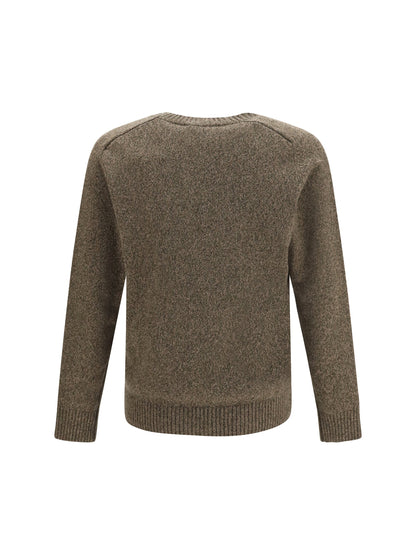 Brooksfield Double-Yarn Fleece Wool Sweater — Brown