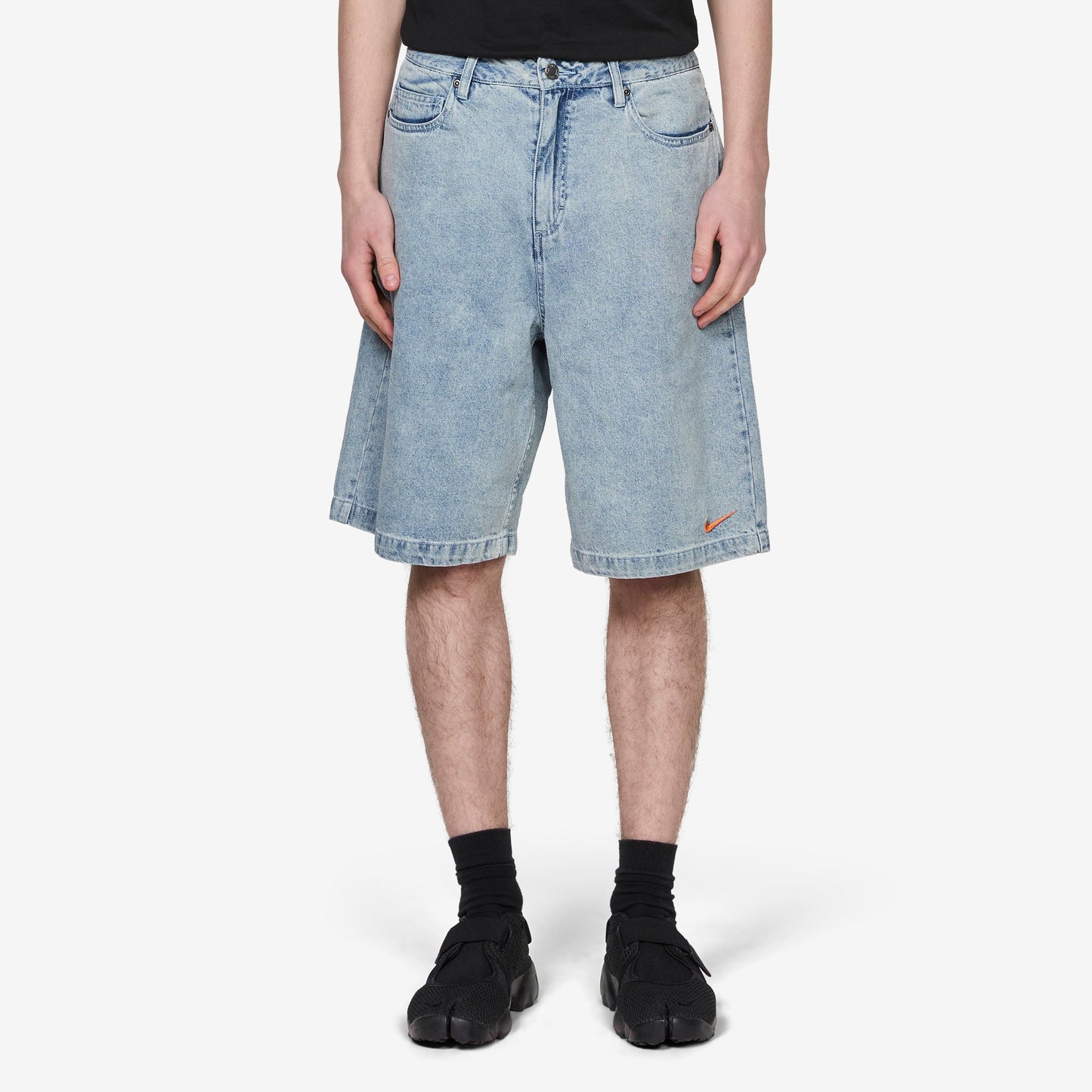 'Your Message Here' Indigo Denim Shorts Blue Denim | Black | Safety Orange