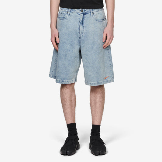 'Your Message Here' Indigo Denim Shorts Blue Denim | Black | Safety Orange