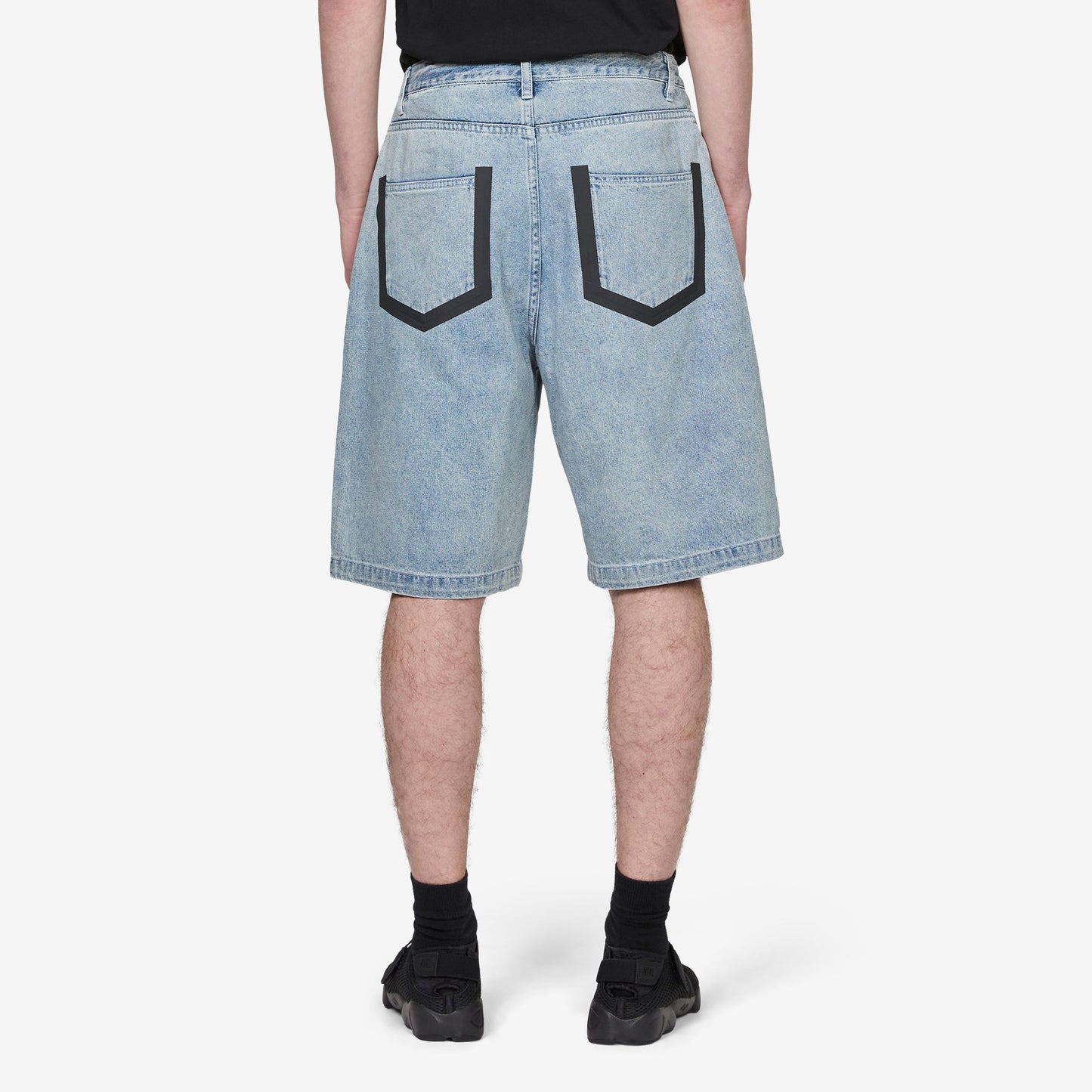 'Your Message Here' Indigo Denim Shorts Blue Denim | Black | Safety Orange