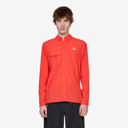 ACG 'Aireez' Long-Sleeve Button-Up Trail Running Top Light Crimson | Summit White