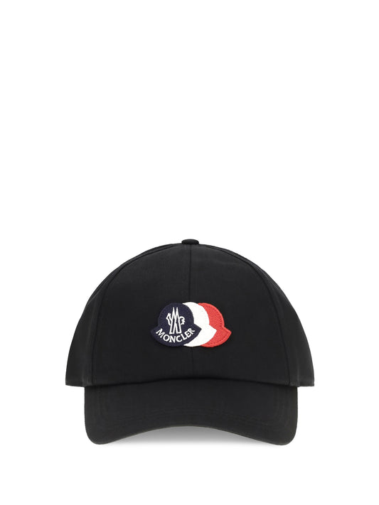 Moncler L20913B000210U618 Tricolour Logo Baseball Cap — Black