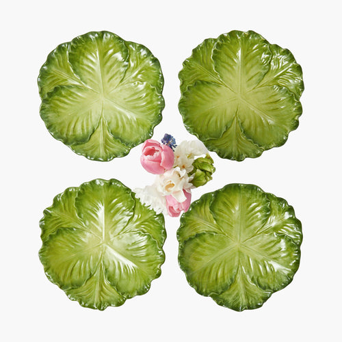 Green Serena Cabbage Starter Plates (Set of 4)