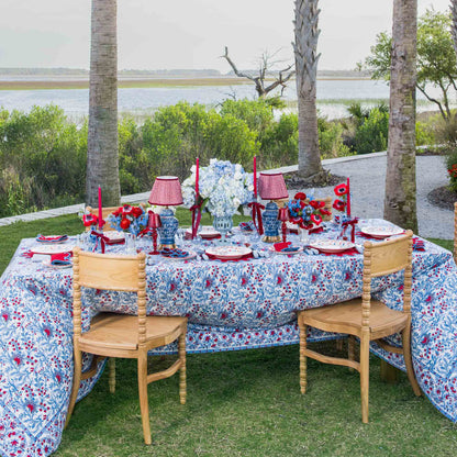 Blue & Red Floral Trellis Dinner Plate