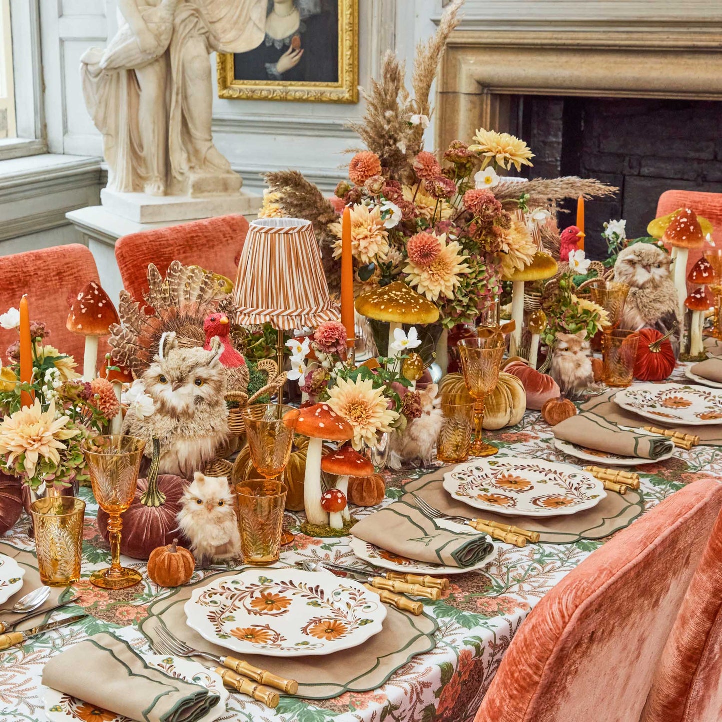 Edie Rechargeable Lamp with Mustard Striped Ruffle Shade (18cm)
