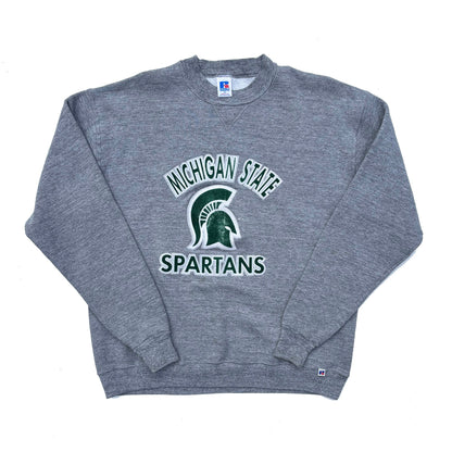 Michigan State University 80's Flocked Tri-Blend Russell Crew Sweatshirt XL