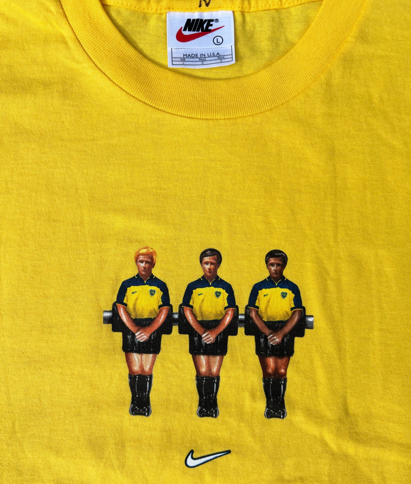 Boca Juniors 90s Nike Football Foosball T-shirt, Made in USA Soccer