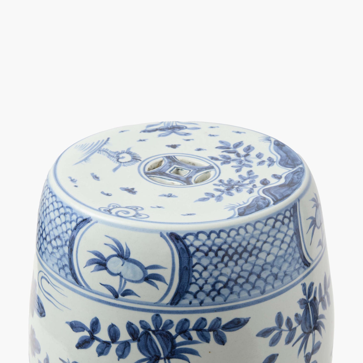 Blue Chinoiserie Ceramic Stool