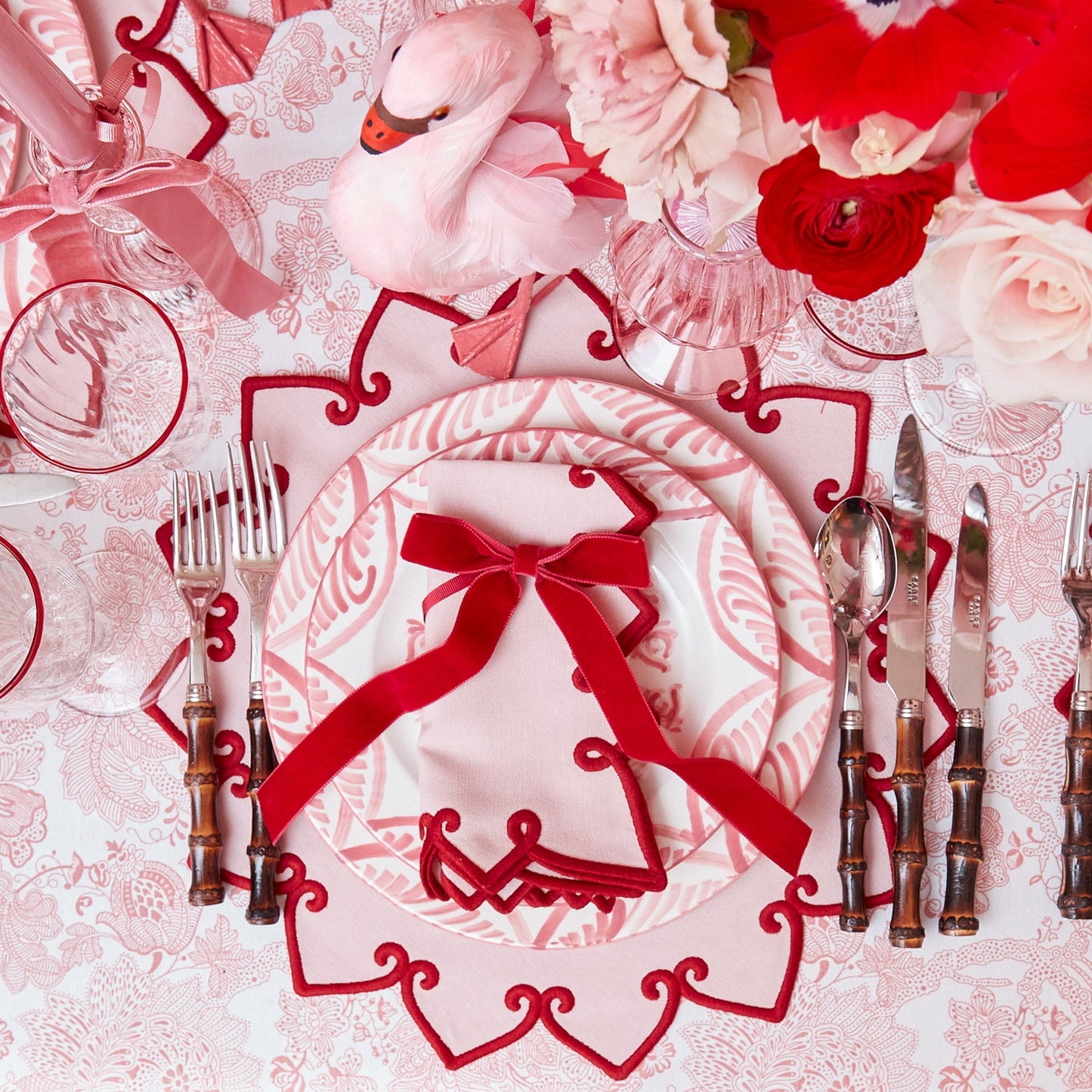 Pink & Red Angelina Placemats & Napkins (Set of 4)