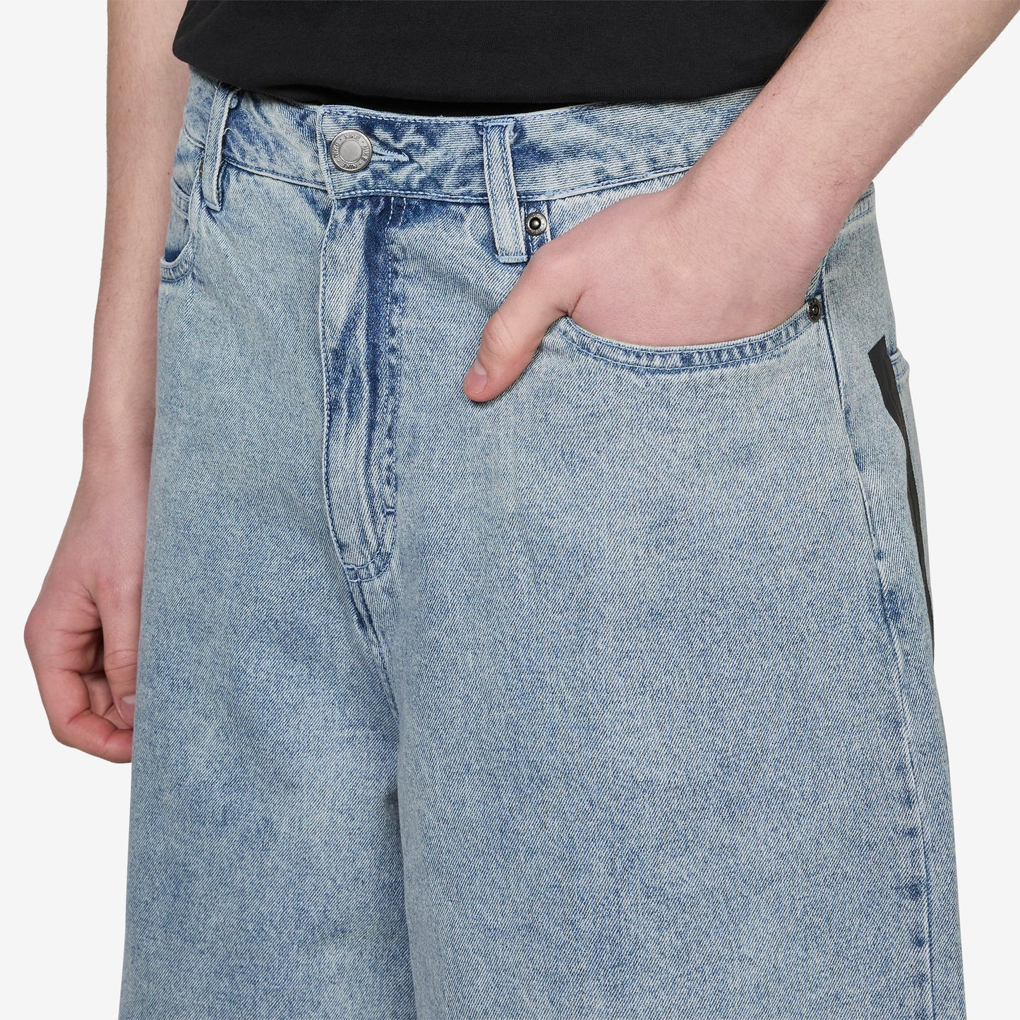 'Your Message Here' Indigo Denim Shorts Blue Denim | Black | Safety Orange