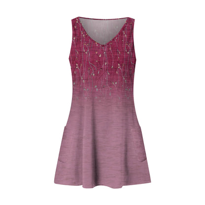 Dresses For Women 2024 Fashion Women'S Casual Print Summer Bohemian Beach Dress With Pockets V Neck Tank Dress Formal Dresses