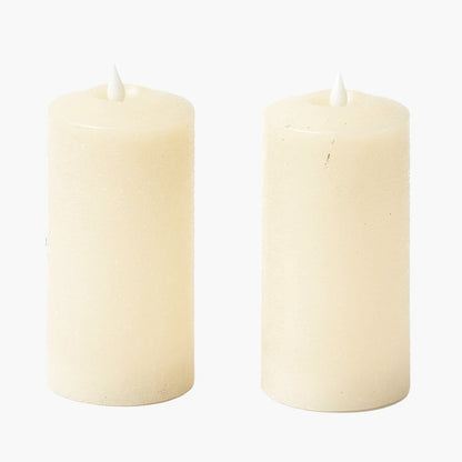 Cream LED Pillar Candle (Pair) - 15cm