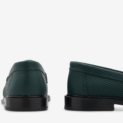 Yardee Moccasin Loafer Green Embossed