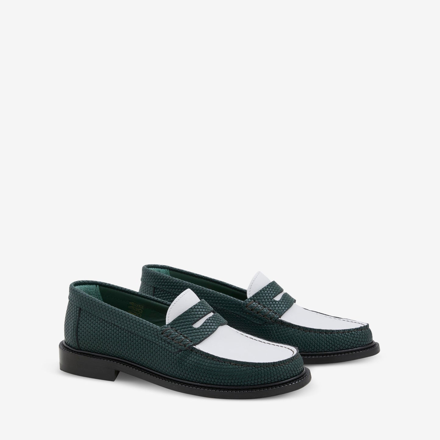 Yardee Moccasin Loafer Green Embossed