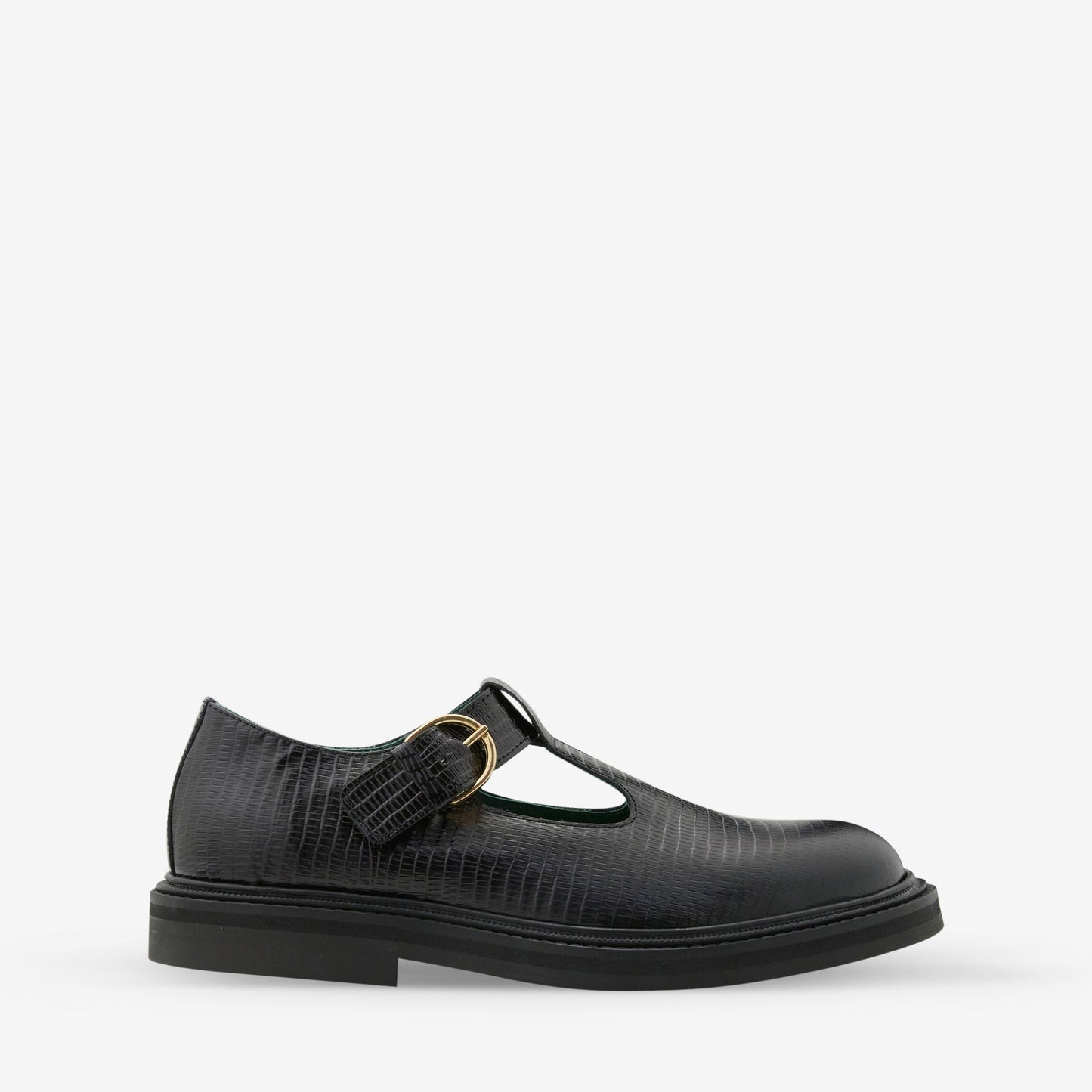 Women's Vinnee T-Strap Derby Black Lizard Pattern