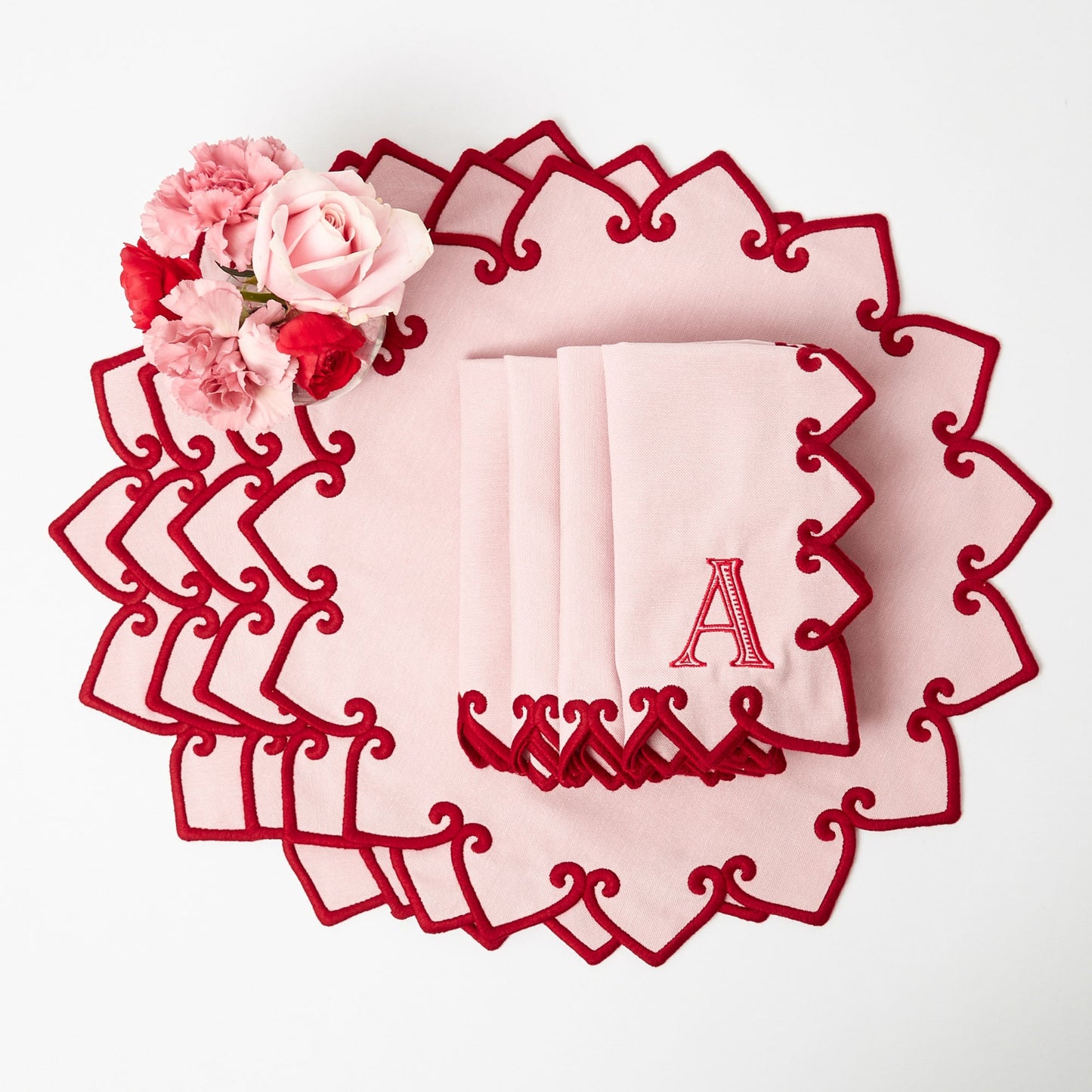 Pink & Red Angelina Placemats & Napkins (Set of 4)