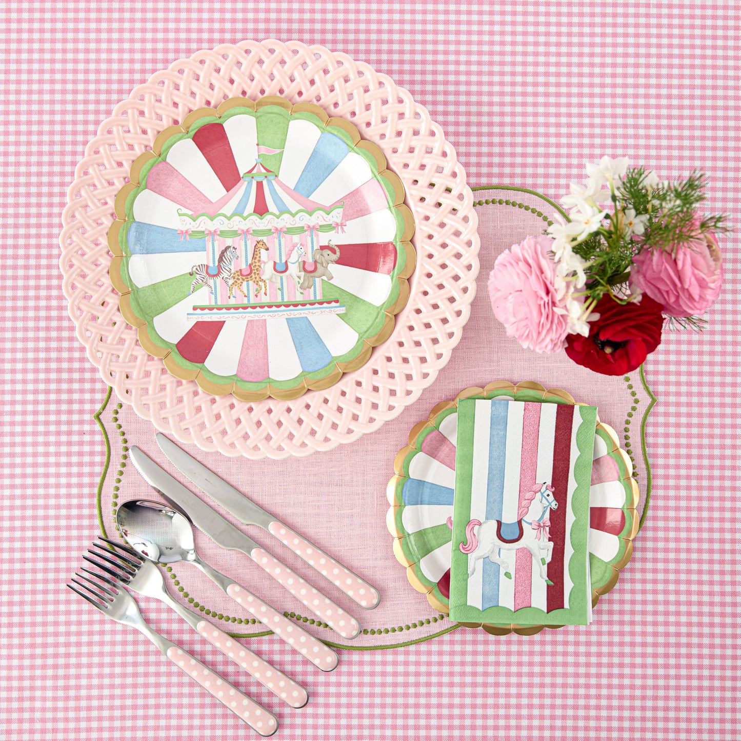 Pink Basketweave Dinner Plate
