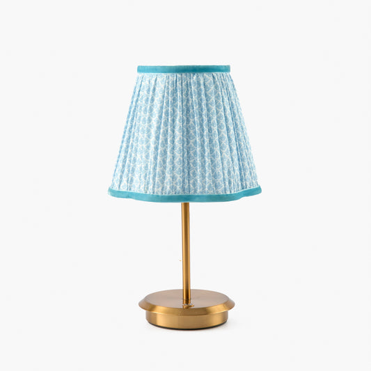 Short Rechargeable Lamp with Soft Blue Lotus Shade (18cm)