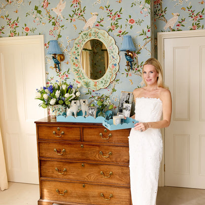 Duck-egg Blue Scalloped Lacquer Tray