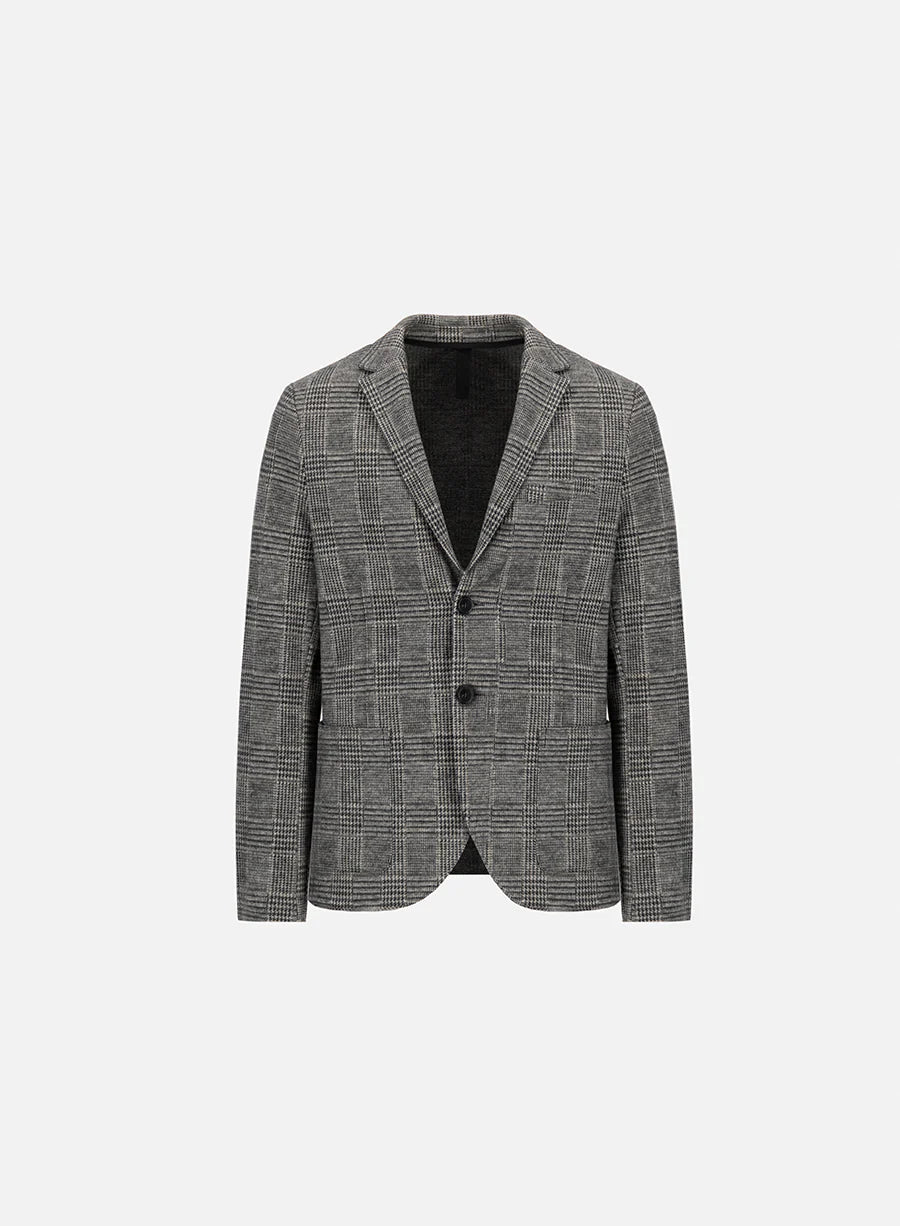 Harris Wharf Prince of Wales Check Wool Blazer — Gray