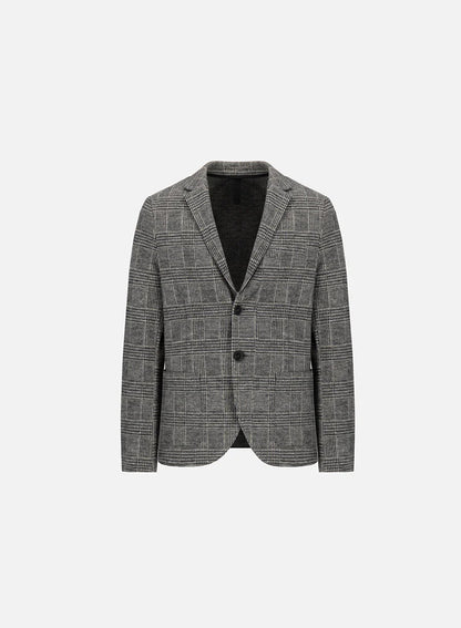 Harris Wharf Prince of Wales Check Wool Blazer — Gray