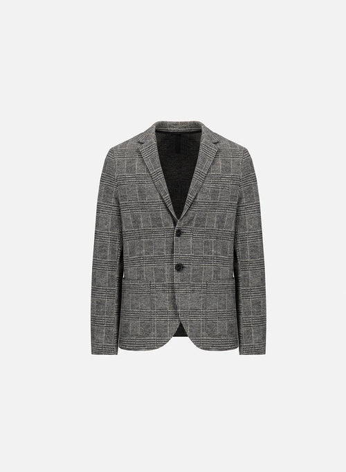 Harris Wharf Prince of Wales Check Wool Blazer — Gray