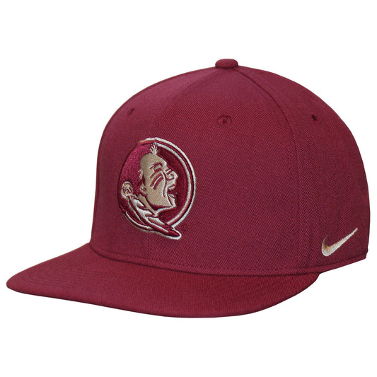 Nike Seminole Logo Adjustable Structured Flatbill Snapback Cap - Garnet