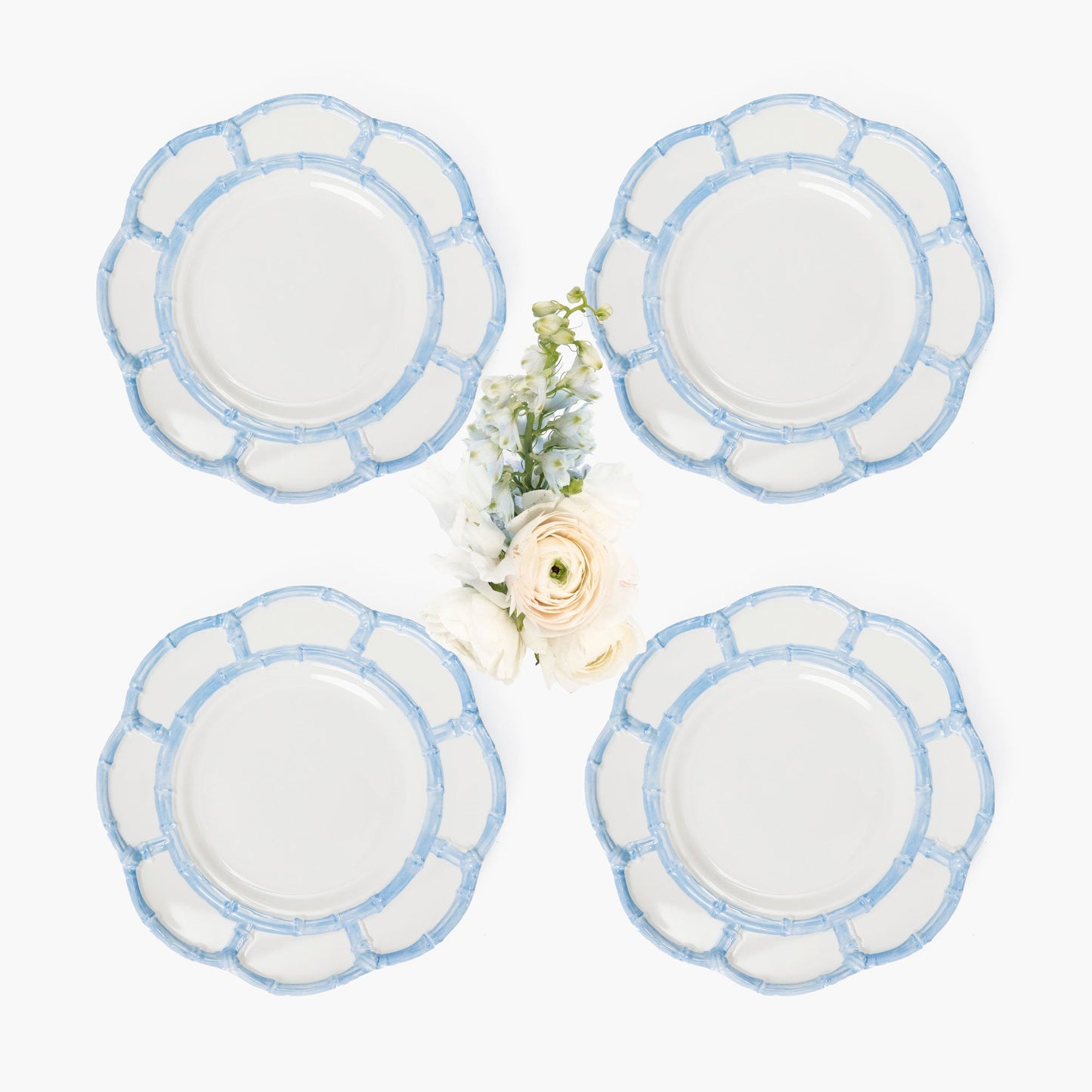 Blue Melamine Bamboo Starter Plates (Set of 4)